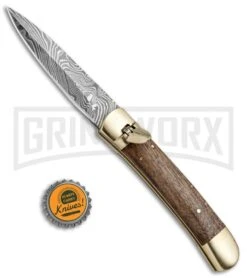 9" Damascus Leverlock Dark Wood Automatic Knife - Dagger Damascus Plain 7 9" Damascus Leverlock Dark Wood Automatic Knife - Dagger Damascus Plain -Buck Knives Sales Store 8.75in LL Dagger Stiletto Dark Wood Damascus LV1R BHQ 71506 jr bottlecap large