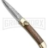 9" Damascus Leverlock Dark Wood Automatic Knife - Dagger Damascus Plain