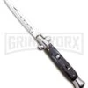 9.5" Anomaly Stiletto Black Marble Automatic Knife - Satin Bayonet