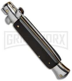 9.5" Anomaly Stiletto Black Sim Wood Automatic Knife - Satin Plain -Buck Knives Sales Store 9.5in Stiletto Black Sim Wood A155BKB BP 19561 jr side large