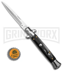 9" Anomaly Stiletto Black Pearlex Automatic Knife - Satin Bayo 7 9" Anomaly Stiletto Black Pearlex Automatic Knife - Satin Bayo -Buck Knives Sales Store 9in anomaly stiletto black pearlex ak satin bayo gx 4255 td size large