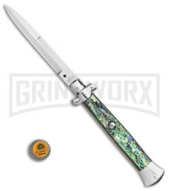 AGA Campolin 15" Italian Abalone Automatic Knife - Bayonet -Buck Knives Sales Store AGA Campolin 15in Auto Italian Stiletto Abalone 7in satin BHQ 87415 er bottlecap large