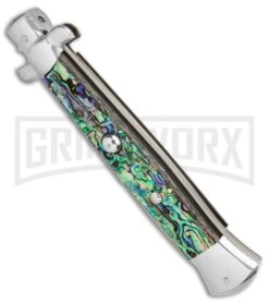 AGA Campolin 15" Italian Abalone Automatic Knife - Bayonet -Buck Knives Sales Store AGA Campolin 15in Auto Italian Stiletto Abalone 7in satin BHQ 87415 er spine large