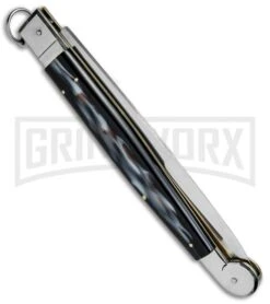 A.G.A. Campolin 16" Sim Horn Sicilian Ring Pull Automatic Knife - Satin Plain -Buck Knives Sales Store AGA Campolin 16in Sicilan Ring Pull Sim Horn BHQ 71213 jr side large