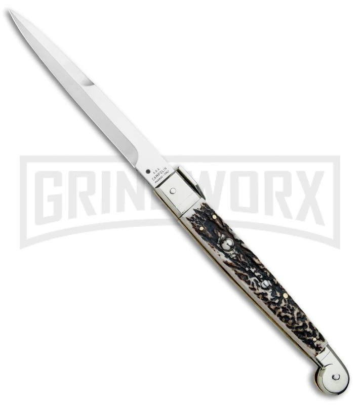 A.G.A. Campolin 12" Brazilian Stag Sicilian Picklock Automatic Knife - Bayonet 1 A.G.A. Campolin 12" Brazilian Stag Sicilian Picklock Automatic Knife - Bayonet