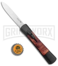 AKC Concord Briar Wood OTF Automatic Knife - Plain Satin Flat -Buck Knives Sales Store AKC Concord OTF Auto Briar Wood Satin GX 37553 jr bottlecap large