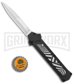AKC F-16 Spiral Step D/A OTF Automatic Knife - Bayo Satin Plain -Buck Knives Sales Store AKC F 16 DA Bayo OTF Auto Spiral Step Satin BHQ 134802 jr bottlecap large