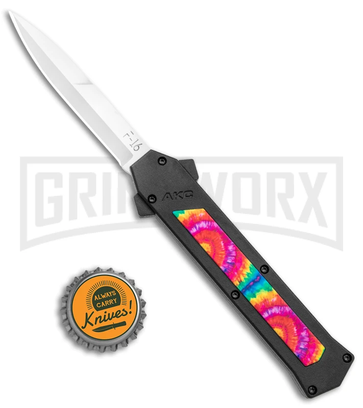 AKC F-16 Tie Dye D/A OTF Automatic Knife - Bayo Satin Plain 4 AKC F-16 Tie Dye D/A OTF Automatic Knife - Bayo Satin Plain - Image 4