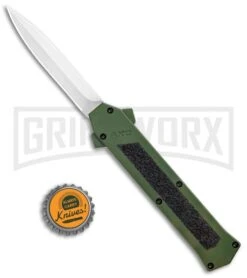 AKC F-16 OD Green D/A OTF Automatic Knife - Dagger Satin Plain -Buck Knives Sales Store AKC F 16 DA Dagger OTF Auto OD Green Satin BHQ 95347 jr bottlecap large