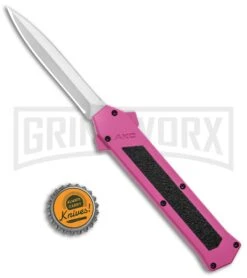 AKC F-16 Pink D/A OTF Automatic Knife - Dagger Satin Plain -Buck Knives Sales Store AKC F 16 Pink DA OTF Auto Dagger Satin GX 37627 jr bottlecap large