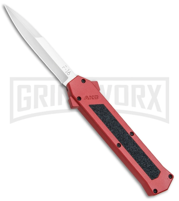 AKC F-16 Red D/A OTF Automatic Knife - Bayo Satin Plain 1 AKC F-16 Red D/A OTF Automatic Knife - Bayo Satin Plain