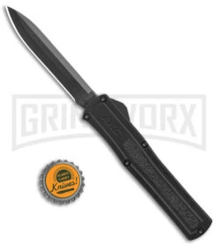 AKC F-20 Black D/A OTF Automatic Knife - Spear Point Black Plain -Buck Knives Sales Store AKC F 20 DA Dagger OTF Auto Black Black BHQ 140839 jr bottlecap large