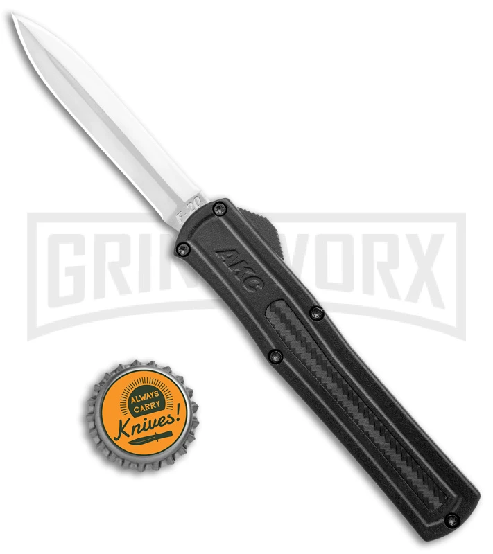 AKC F-20 Black D/A OTF Automatic Knife - Dagger Satin Plain 4 AKC F-20 Black D/A OTF Automatic Knife - Dagger Satin Plain - Image 4