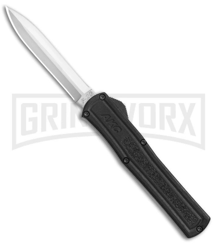 AKC F-20 Black D/A OTF Automatic Knife - Satin Dagger Plain 1 AKC F-20 Black D/A OTF Automatic Knife - Satin Dagger Plain