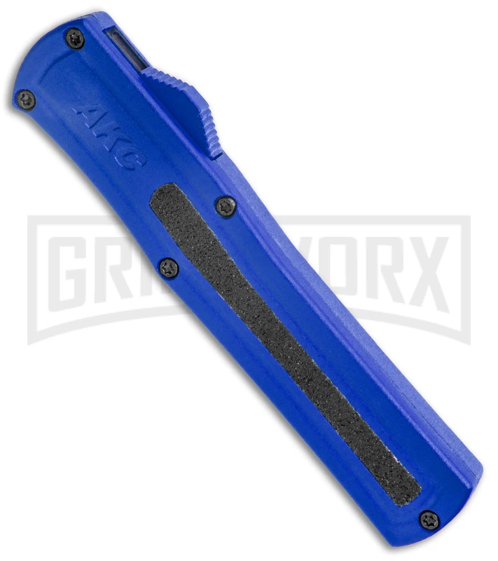 AKC F-20 Blue D/A OTF Automatic Knife - Spear Point Satin Plain 2 AKC F-20 Blue D/A OTF Automatic Knife - Spear Point Satin Plain - Image 2