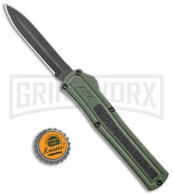 AKC F-20 OD Green Aluminum D/A OTF Automatic Knife - Dagger Black Plain -Buck Knives Sales Store AKC F 20 DA Dagger OTF Auto OD Green Black BHQ 146285 jr bottlecap large