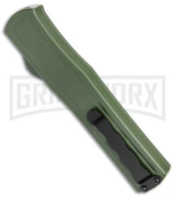 AKC F-20 OD Green Aluminum D/A OTF Automatic Knife - Dagger Black Plain -Buck Knives Sales Store AKC F 20 DA Dagger OTF Auto OD Green Black BHQ 146285 jr side large