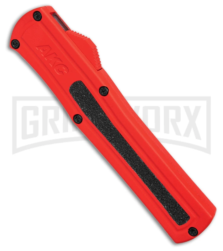 AKC F-20 Red Aluminum DBL Dagger OTF Automatic Knife - Satin Plain 2 AKC F-20 Red Aluminum DBL Dagger OTF Automatic Knife - Satin Plain - Image 2