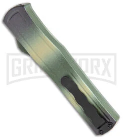 AKC F-20 Camo D/A OTF Automatic Knife - Spear Point Satin Plain -Buck Knives Sales Store AKC F 20 DA SP OTF Auto Camo Satin BHQ 141095 jr side large