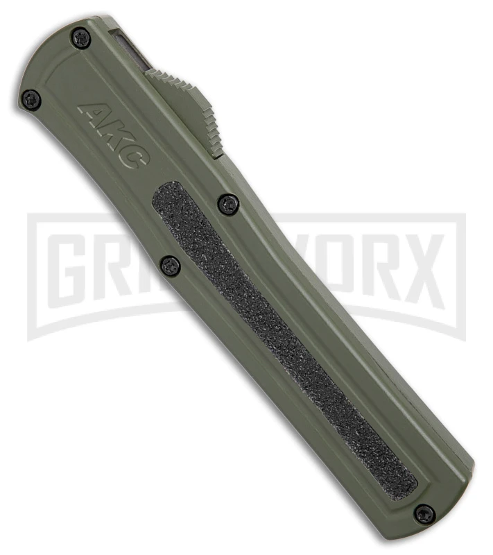 AKC F-20 OD Green Aluminum Dagger OTF Automatic Knife - 2-Tone Black Plain 2 AKC F-20 OD Green Aluminum Dagger OTF Automatic Knife - 2-Tone Black Plain - Image 2