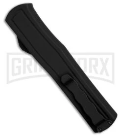 AKC F-20 D/A Dagger Black Aluminum OTF Automatic Knife - Two Tone Plain -Buck Knives Sales Store AKC F20 DA Dagger OTF AK Black Alum 3in Two Tone BHQ 178763 td side large