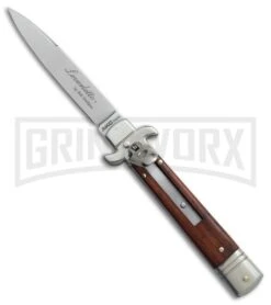 AKC 7.75" Bill DeShivs Leverletto Cocobolo Automatic Knife - Flat Grind