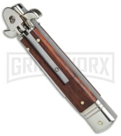 AKC 7.75" Bill DeShivs Leverletto Cocobolo Automatic Knife - Flat Grind 6 AKC 7.75" Bill DeShivs Leverletto Cocobolo Automatic Knife - Flat Grind -Buck Knives Sales Store AKC Leverletto 7 75in cocobolo satin flat BHQ 75617 er spine large