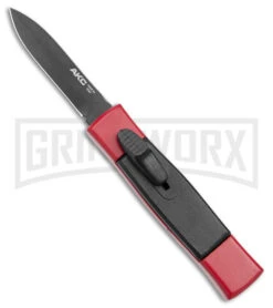AKC Minion Concord Red/Black OTF Automatic Knife - Black Plain