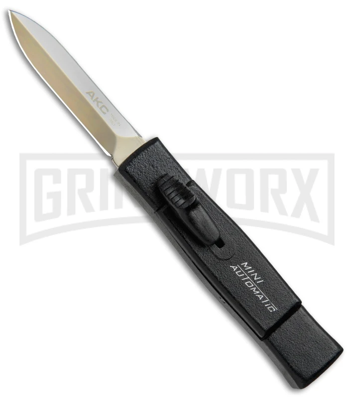 AKC Minion Concord Black OTF Automatic Knife - Dagger Gold Plain 1 AKC Minion Concord Black OTF Automatic Knife - Dagger Gold Plain