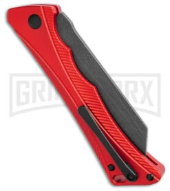 AKC Smarty Red W/Black Bolster Automatic Knife Reverse Tanto - Black SW Plain 5 AKC Smarty Red W/Black Bolster Automatic Knife Reverse Tanto - Black SW Plain -Buck Knives Sales Store AKC Smarty Automatic Knife Red w Black Bolster 3.3in Black Stonewash BHQ 184758 hd side large