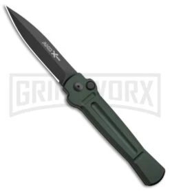 AKC X-treme Ace Dark Green Automatic Knife - Black Plain