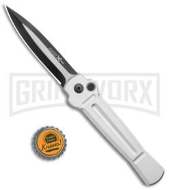 AKC X-treme Ace Silver Automatic Knife - Two Tone -Buck Knives Sales Store AKC X Treme Ace Auto Silver TT BHQ 136143 jr bottlecap large