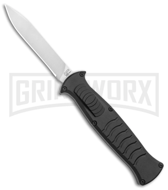 AKC X-treme EVO Black OTF Automatic Knife W/ Pocket Clip - Satin Plain 1 AKC X-treme EVO Black OTF Automatic Knife W/ Pocket Clip - Satin Plain
