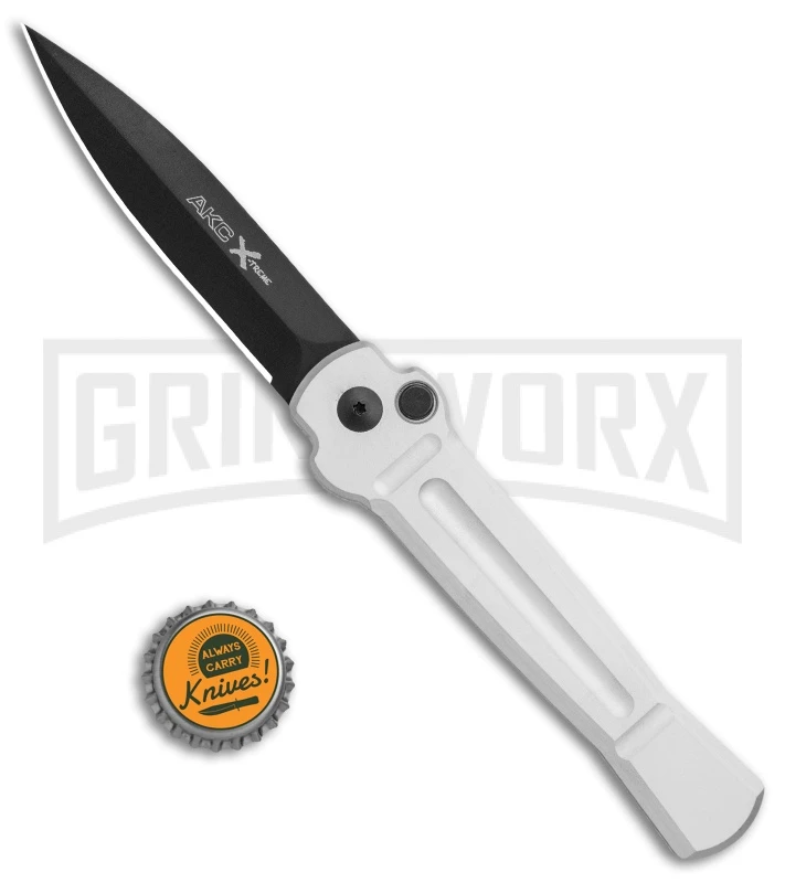 AKC X-treme Ace Silver Black Automatic Knife 4 AKC X-treme Ace Silver Black Automatic Knife - Image 4