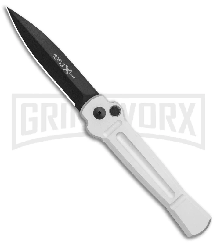 AKC X-treme Ace Silver Black Automatic Knife 1 AKC X-treme Ace Silver Black Automatic Knife