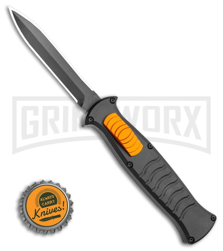 AKC X-treme EVO Black / Orange Slide OTF Automatic Knife - Black Plain Dagger 4 AKC X-treme EVO Black / Orange Slide OTF Automatic Knife - Black Plain Dagger - Image 4