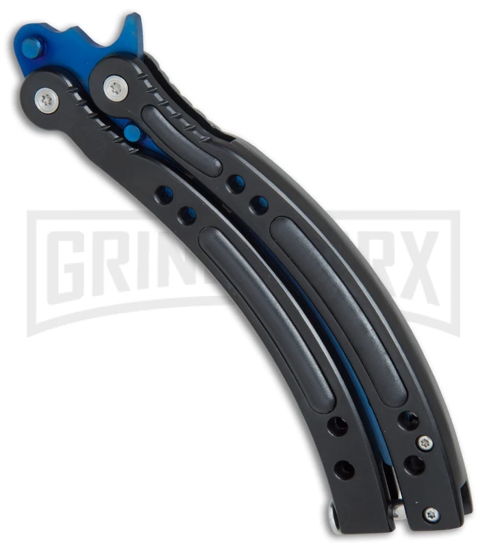 Andux CS Black Balisong Butterfly Trainer - Blue Holes 2 Andux CS Black Balisong Butterfly Trainer - Blue Holes - Image 2