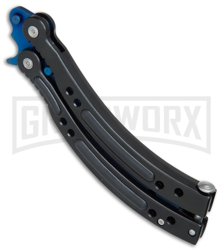 Andux CS Black Balisong Butterfly Trainer - Blue Holes 3 Andux CS Black Balisong Butterfly Trainer - Blue Holes - Image 3