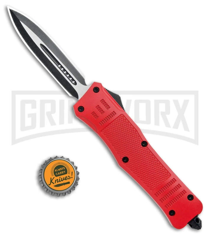 Atomic Defender Large OTF Automatic Knife Red - Two Tone Dagger 5 Atomic Defender Large OTF Automatic Knife Red - Two Tone Dagger - Image 5