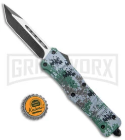 Atomic Defender Large Gray Digi Camo OTF Auto Knife - Tanto Two Tone Plain -Buck Knives Sales Store Atomic Defender Large OTF Auto Gray Digi Camo Tanto TT GX 38982 jr bottlecap large