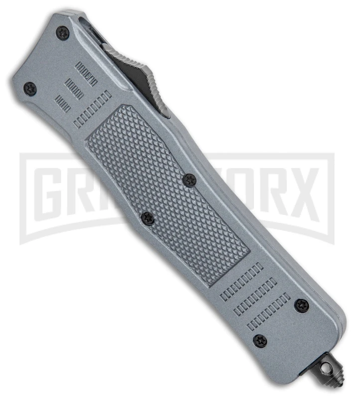 Atomic Defender Medium OTF Automatic Knife Gray - Two Tone Serr Drop Point 2 Atomic Defender Medium OTF Automatic Knife Gray - Two Tone Serr Drop Point - Image 2