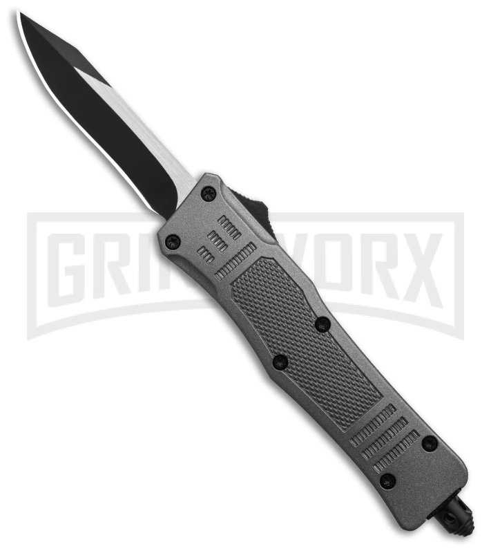 Atomic Defender Mini OTF Automatic Knife Gray - Two Tone Recurve 1 Atomic Defender Mini OTF Automatic Knife Gray - Two Tone Recurve