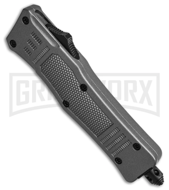 Atomic Defender Mini OTF Automatic Knife Gray - Two Tone Recurve 2 Atomic Defender Mini OTF Automatic Knife Gray - Two Tone Recurve - Image 2