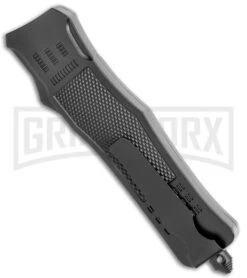 Atomic Defender Large OTF Automatic Knife Black - Satin Tanto -Buck Knives Sales Store Atomic Lance Tanto Black OTF Auto Satin GX 36305 jr side large