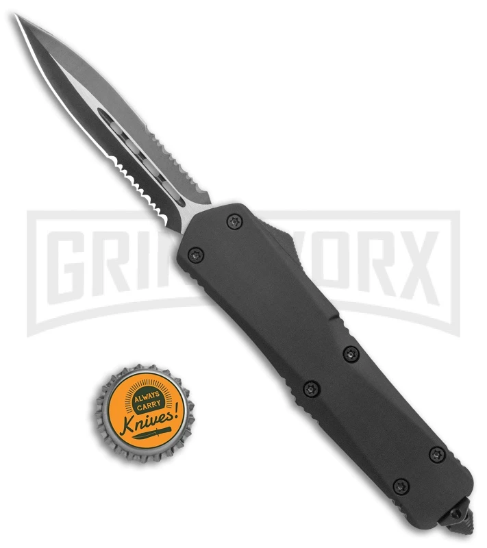 Atomic Lance Black OTF Automatic Knife - Two Tone Double Serr 5 Atomic Lance Black OTF Automatic Knife - Two Tone Double Serr - Image 5