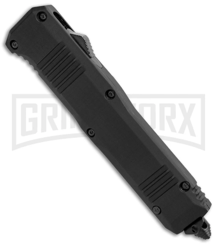 Atomic Shield Large Drop Point Black OTF Automatic Knife - Two Tone Serrated 2 Atomic Shield Large Drop Point Black OTF Automatic Knife - Two Tone Serrated - Image 2