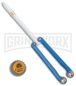 BaliYo By Spyderco Butterfly Pen Flipper Blue/White 10 BaliYo By Spyderco Butterfly Pen Flipper Blue/White -Buck Knives Sales Store BaliYo by Spyderco Butterfly Pen Fisher Space Pen blue white USA Made BHQ 82799 er bottlecap large