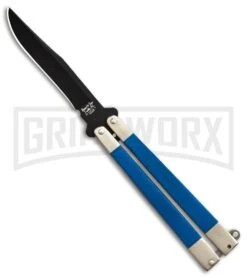 Bear & Son Blue G-10 Butterfly Knife - Black Plain