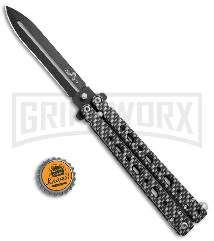Bear OPS Bear Song V Sim Carbon Fiber Balisong Butterfly Knife - Black Plain 4 Bear OPS Bear Song V Sim Carbon Fiber Balisong Butterfly Knife - Black Plain - Image 4