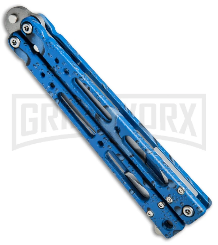 Bear OPS Bear Song IV Blue Raindrop Balisong Butterfly Knife - Tanto Bead Blast 3 Bear OPS Bear Song IV Blue Raindrop Balisong Butterfly Knife - Tanto Bead Blast - Image 3